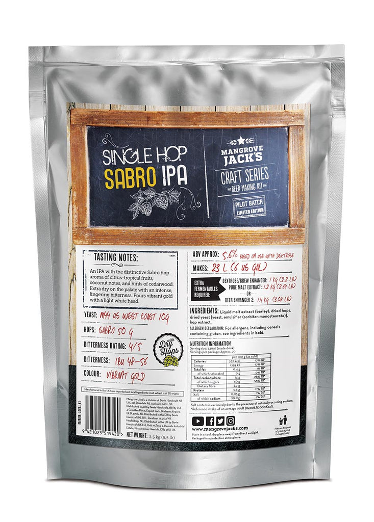 Mangrove Jack's Single Hop Sabro IPA - 23L Extract Kit